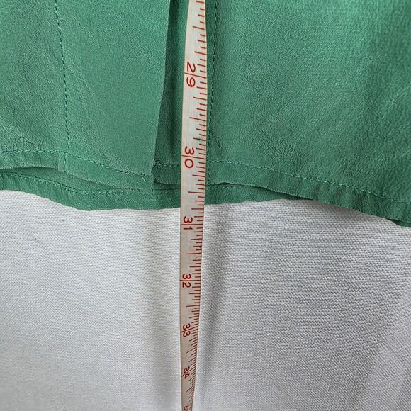 Soft Surroundings Silk Woman Button Front Long Shirt Kelly Green Tunic Sz Medium - Picture 6 of 6
